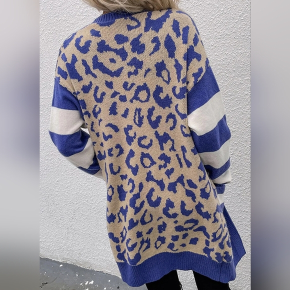 Prowl & Chill Leopard Cardigan - Royal - Picture 2 of 6